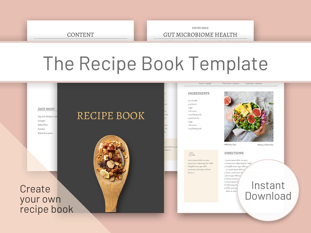 Recipe Book Template, Cookbook Template, Recipe Cards Editable, Recipe
