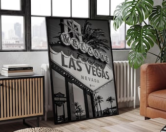 Las Vegas Sign Black and White Photography Print/Retro Sign/Nostalgic/Vegas Vibes
