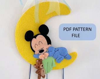 PDF Pattern File Birth Ribbon Pattern for Mickey Mouse boy, Birth Ribbon boy Mickey Mouse