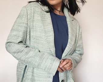 Vintage Blazer| Grünmeliert Blazer aus 80er| Karo|  nachhaltige Mode| 90er/80er| Oversize| Sakko|