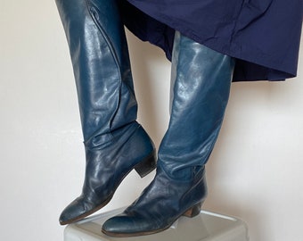 Vintage blue boots| Western boots | Boots| 80s 90s| Leather boots smooth leather