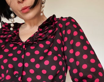 Vintage Bluse 80er/90er| Polka dot| Romantische Bluse| Sommerbluse|nachhaltige Mode| preloved|