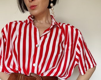 Vintage Bluse| 90er 80er Bluse| gestreifte Bluse| Unikat| gestreifte Bluse| Vintage Hemd| Preloved|Blouse stripes