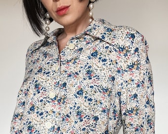 Vintage handmade blouse| floral pattern | Oversize| 90s| romantic blouse| sustainable fashion | Unique| preloved| Vintage shirt