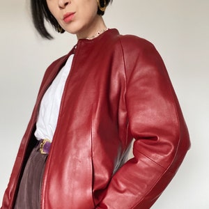 Vintage Y2K leather jacket 80s Unique sustainable fashion 90s Genuine Leather red leather jacket image 3