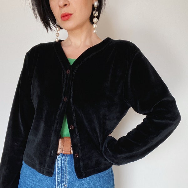 Vintage Samtjacke| Blazer 90er| Unikat| nachhaltige Mode| Velour| Cardigan