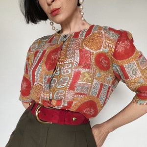 Vintage blouse| Summer blouse| 90s blouse| 100% cotton| Bohemian Pattern| preloved