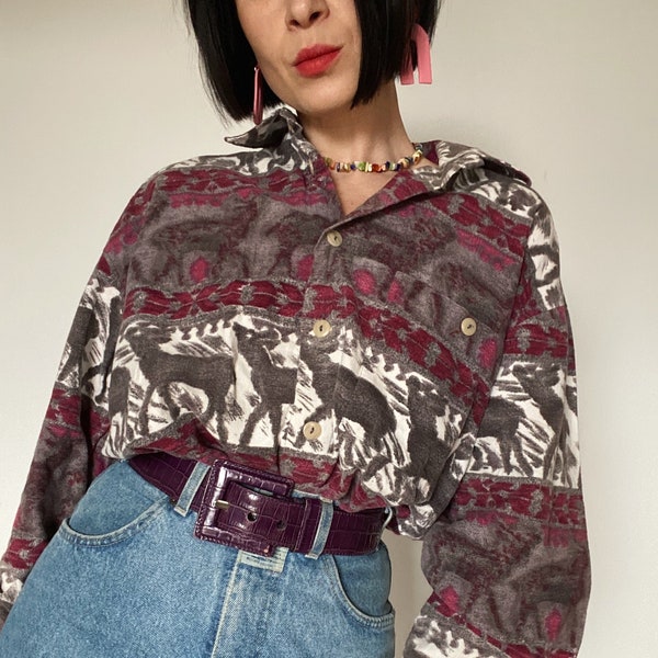Vintage blouse| Shirt autumn blouse| Unique| Sustainable fashion| Slow fashion| 90s| Cotton