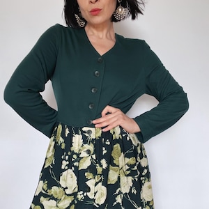 Vintage 80s dress| Midi dress| Floral dress| Floral print dress| Summer dress| Viscose polyester| Romantic dress|