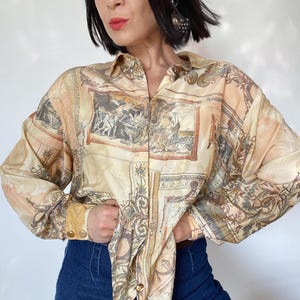 Vintage blouse| Summer blouse| 90s blouse| Bohemian Pattern| preloved