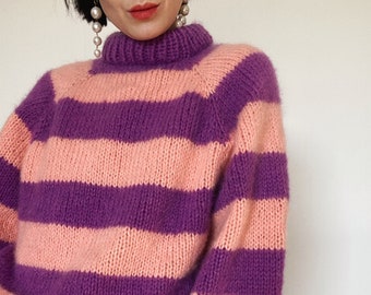 Hand knitted sweater| Unique| Single piece|Oversize| Hand made| Chunky knit| Balloon sleeves| Mohair|mohair sweater| knit sweater