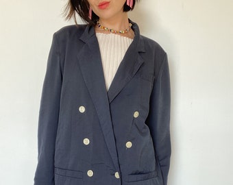 Vintage Jacke| Blazer 80er| Unikat| nachhaltige Mode| 90er| Zweireiher| preloved| schwarzer Blazer