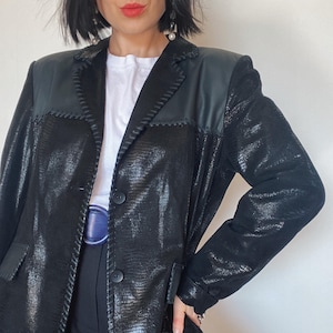 Veste en cuir vintage des années 90 | pièce unique | mode durable | Veste en cuir style western