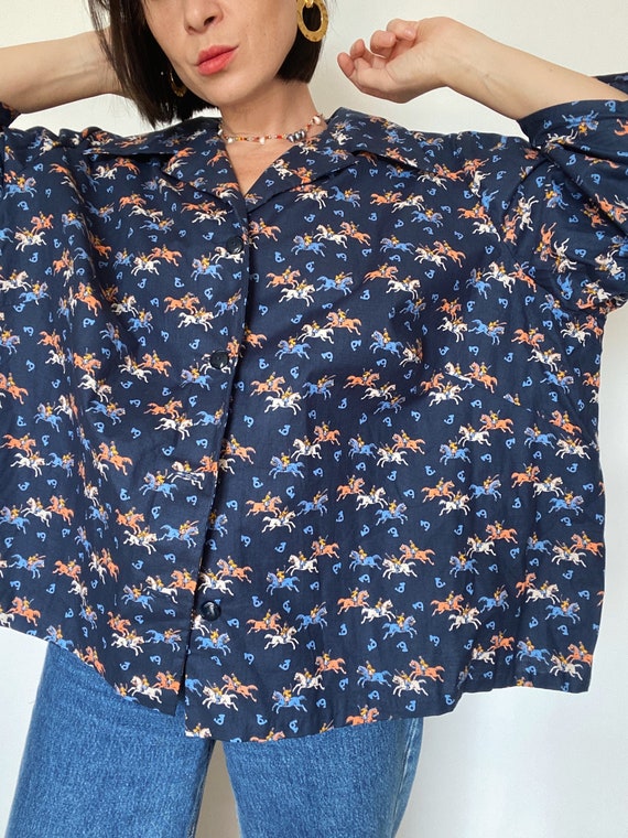 Vintage blouse 80s/90s| Postal pattern| Romantic … - image 7