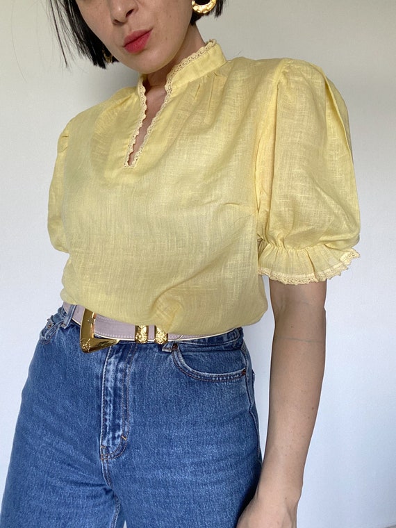 Vintage 90er Bluse| Bluse mit Rüschen| Dindrl Top 