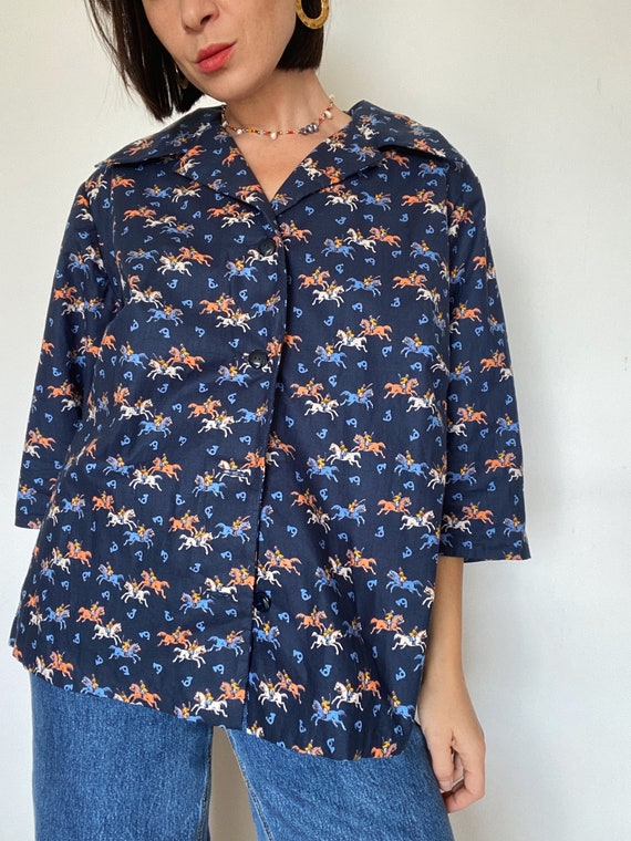 Vintage blouse 80s/90s| Postal pattern| Romantic … - image 2