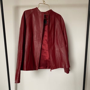 Vintage Y2K leather jacket 80s Unique sustainable fashion 90s Genuine Leather red leather jacket image 4