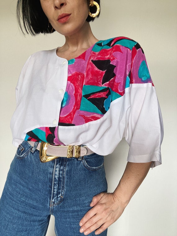 Vintage blouse| Funky pattern | colour block| Over