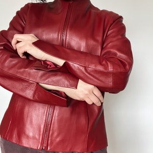 Vintage Y2K leather jacket 80s Unique sustainable fashion 90s Genuine Leather red leather jacket image 9