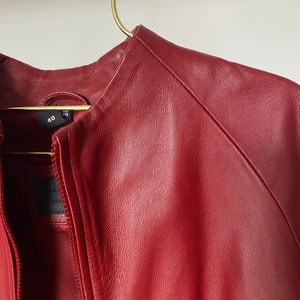 Vintage Y2K leather jacket 80s Unique sustainable fashion 90s Genuine Leather red leather jacket image 6