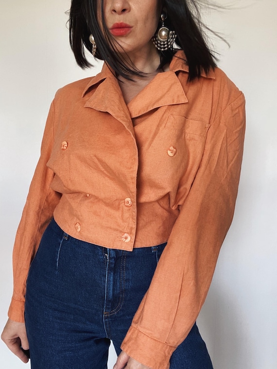 Vintage Leinen Bluse| Sommerbluse | Unikat| Nachhaltige Mode| 60 % Leinen| Slowfashion| Bluse aus 90er|