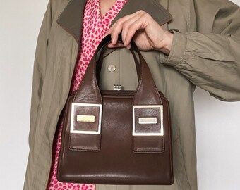 Vintage bruine jaren '70 leren tas| handtas | geliefd| Handtas