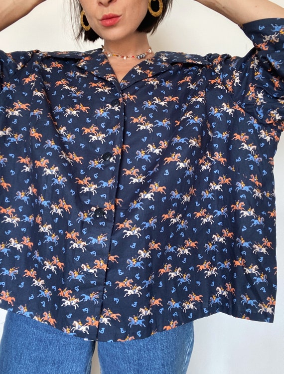 Vintage blouse 80s/90s| Postal pattern| Romantic … - image 3