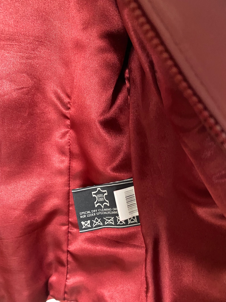 Vintage Y2K leather jacket 80s Unique sustainable fashion 90s Genuine Leather red leather jacket image 7