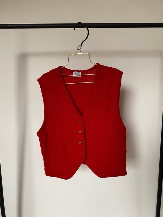 Vintage wool vest with hearts 90s 80s | wool| Uni… - image 8