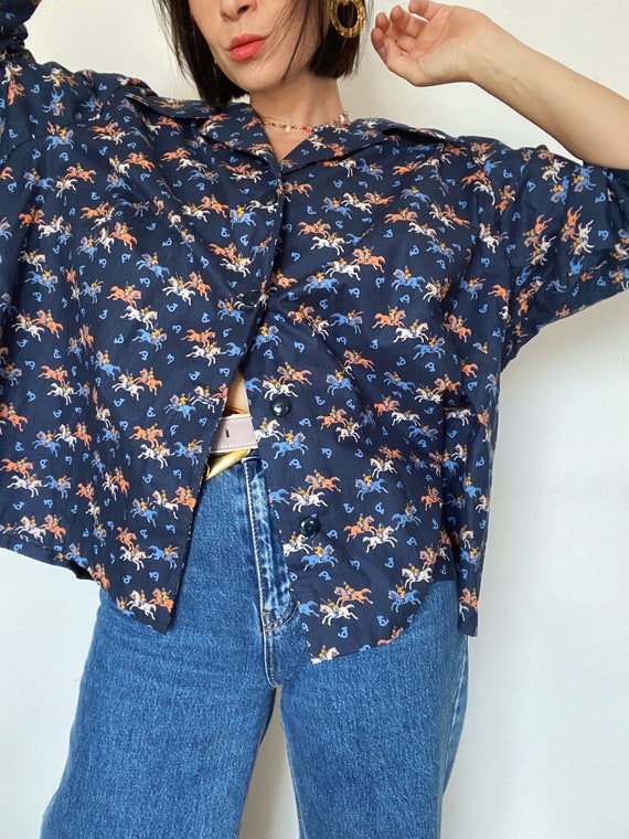Vintage blouse 80s/90s| Postal pattern| Romantic … - image 5