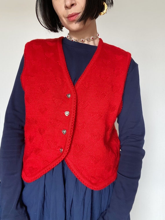 Vintage wool vest with hearts 90s 80s | wool| Uni… - image 1