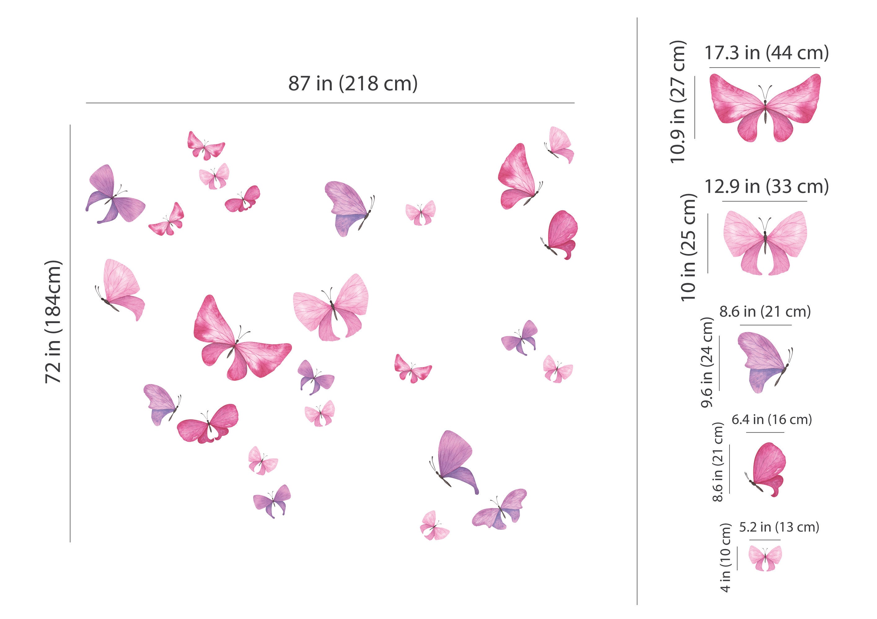 53 Adesivi Da Parete Rimovibili A Forma Di Farfalla - Colorati Rosa, Blu, Viola - Per Cameretta, Soggiorno, Laptop - Decorazione Fai Da Te