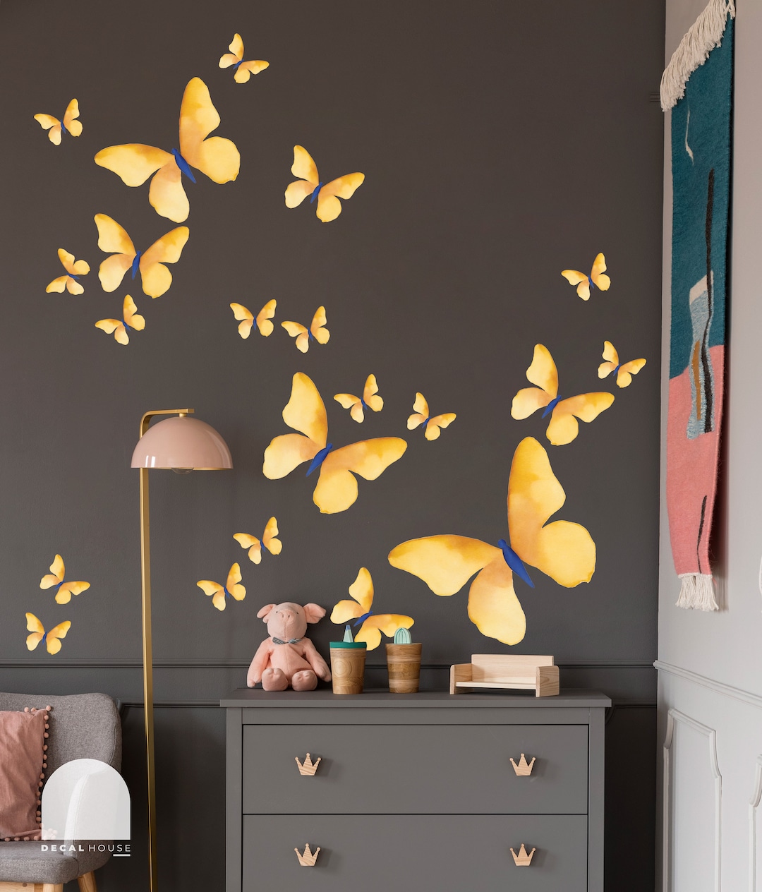 Perfect Home Butterfly Wall Decal | Blue Yellow Butterfly Mural | Kid ...