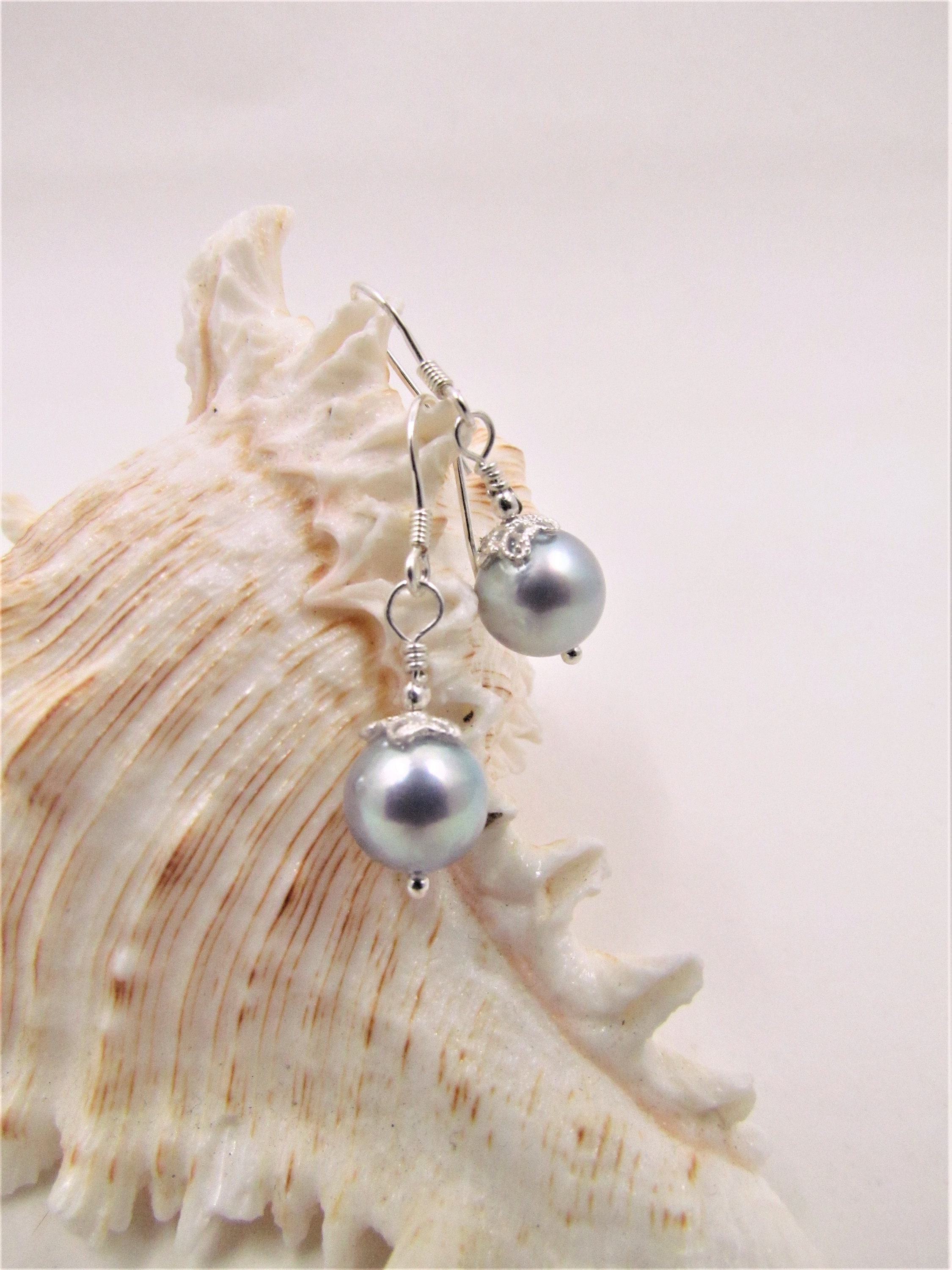 Paire De Boucles D'oreilles En Argent Sterling 925 Avec Perles De