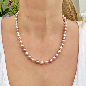 Pastel pearl necklace/Genuine freshwater pearl necklace/Multicolore pearl necklace/Freshwater pearl necklace for women/Mixed-color pearl