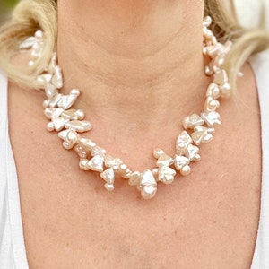 Baroque freshwater pearl necklace for woman/Large freshwater pearl necklace/Genuine freshwater pearl necklace/One of a kind pearl necklace