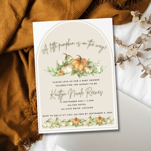 Boho Pumpkin Baby Shower l Baby Shower Invitation l Modern l Boho-Themed Baby Shower