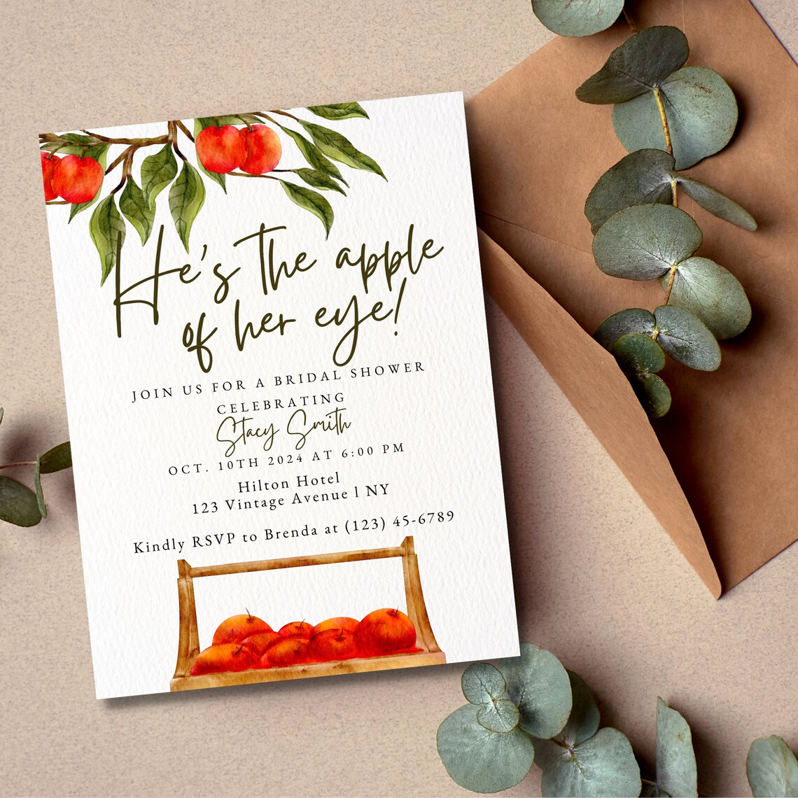 He's the Apple of Her Eye l Bridal Shower Invitation l image 1