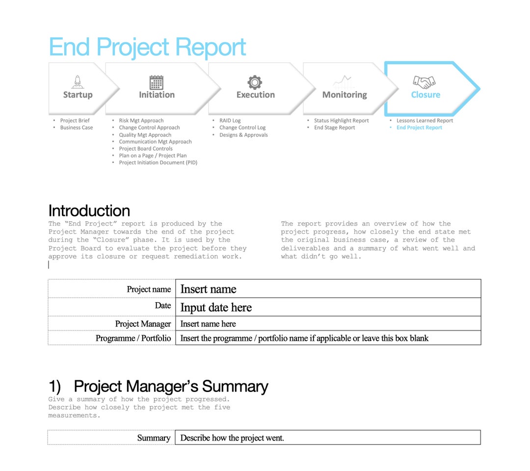 Project Management Doc 16/16 End Project Report word DOC Etsy