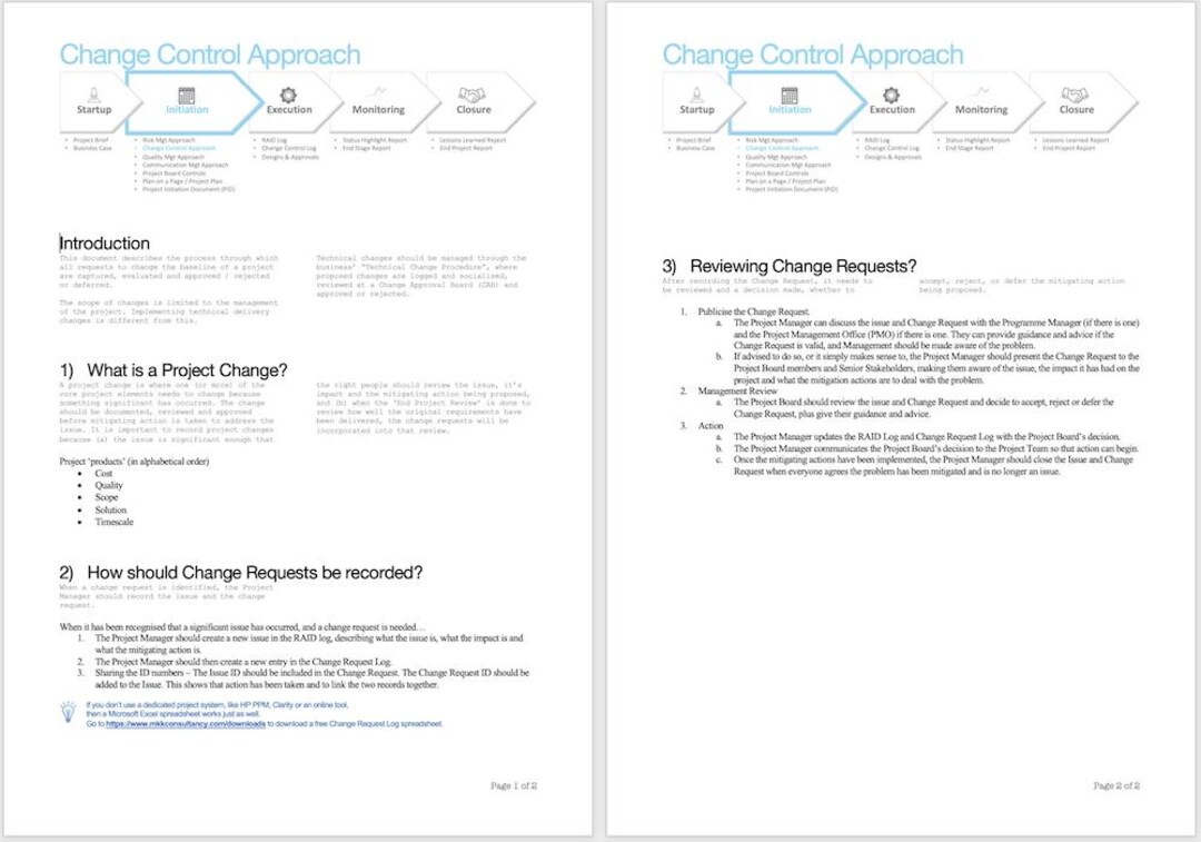 Project Change Control Document Example 5 of 16 - Change Control Approach Document (word DOC) - Etsy