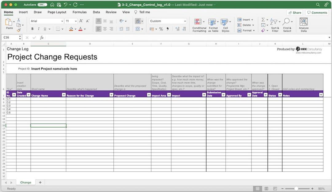12 of 16 - Change Control Log (excel) - Etsy UK