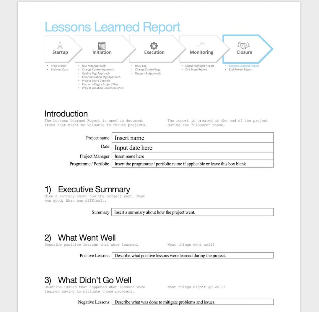 15 of 16 - Lessons Learned Report Document (word DOC) - Etsy