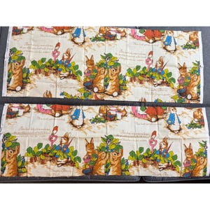 Vintage Riverdale Peter Rabbit Fabric Remnants Beatrix Potter 2 Pieces Cotton