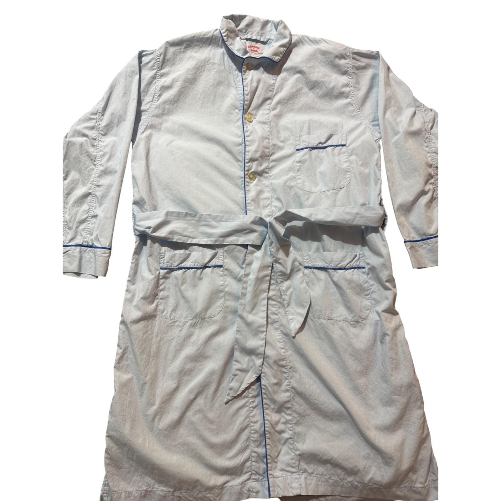 Brooks Brothers, Brooks Brothers Vintage Pima Cotton Slumber Coat Robe Blue Mens S Granpacore