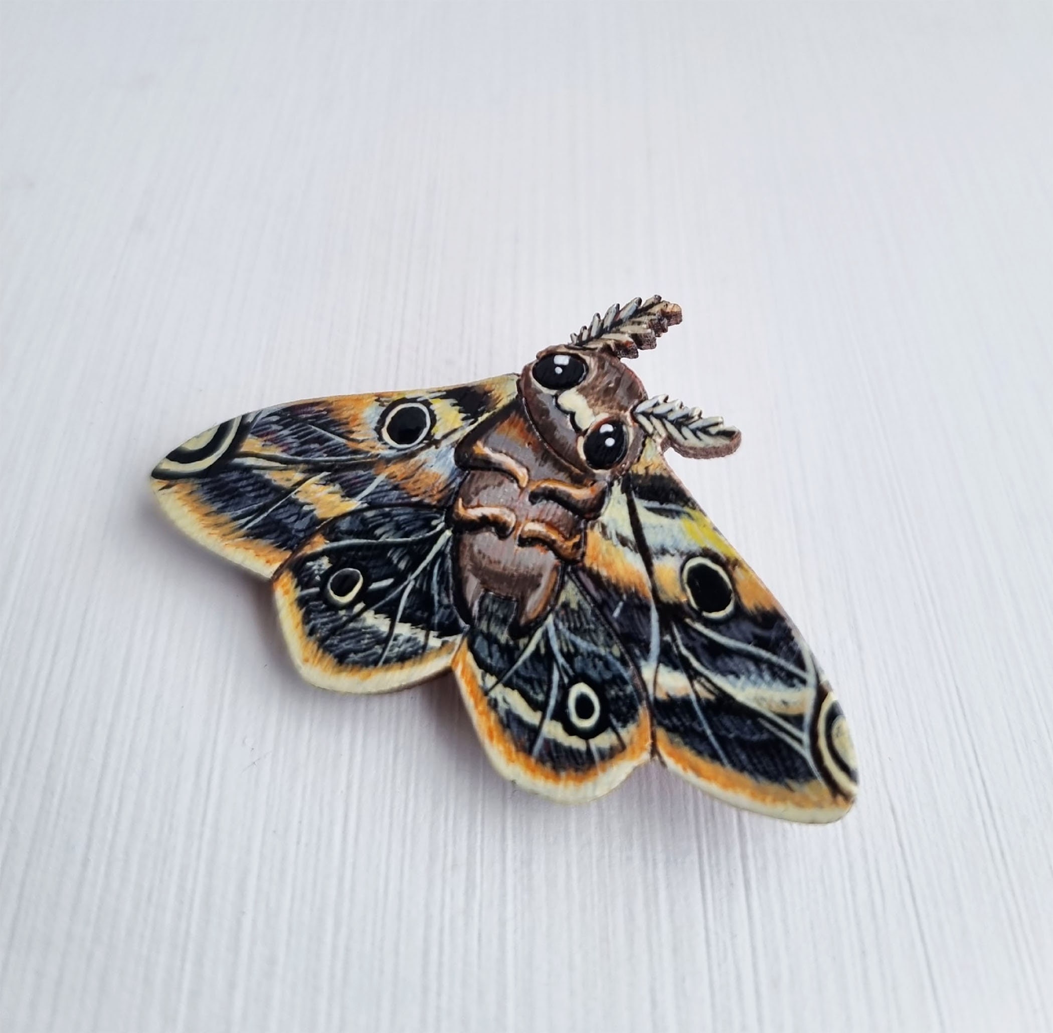 Moth☆Puck'nBitcheⓢ Butterfly Pin Wood Moth Wood Brooch Hand