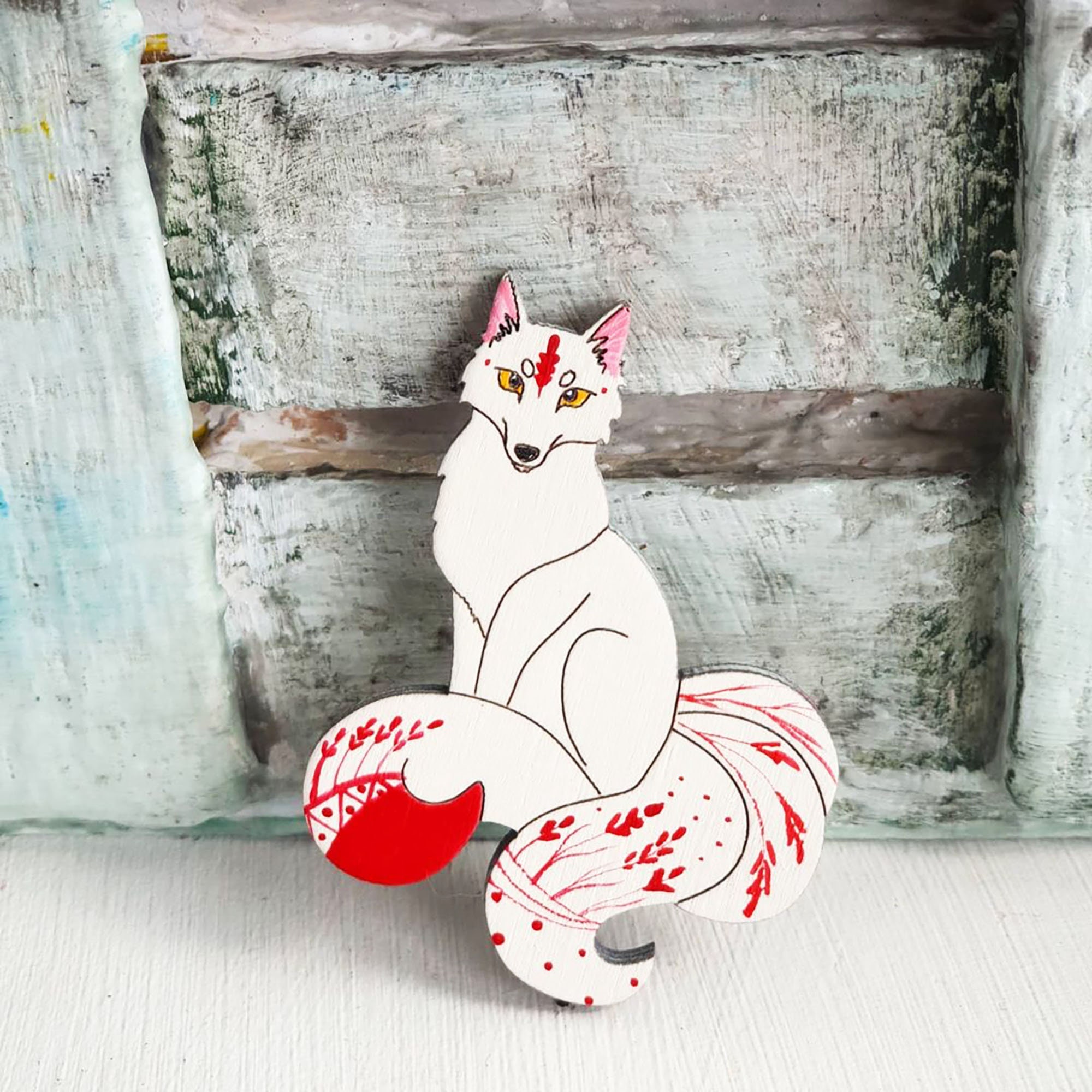 Broche Kitsune Broche renard japonais Broche loupgarou Renard Etsy