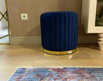 Velvet Pouf, Navy