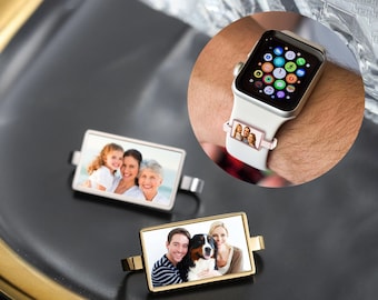 Custom Picture Decorative Charms for Apple Watch Personalized Special Engraved Photo Smart Watch Accessorie Personalized watch strap pendant