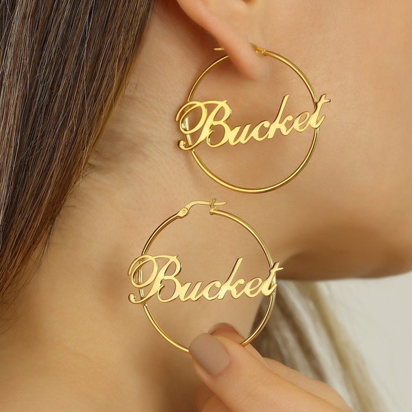 Custom Hoop Name Earrings, Minimalist Earrings,Personalized, Exaggerated Custom Hoops, Name Earrings, Personalized Earrings Gift