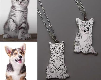 Pet photo Necklace•Pet memorial•Pet Necklace•Custom cat/dog Necklace•Personalized picture•Christmas gift•Custom character pet photo